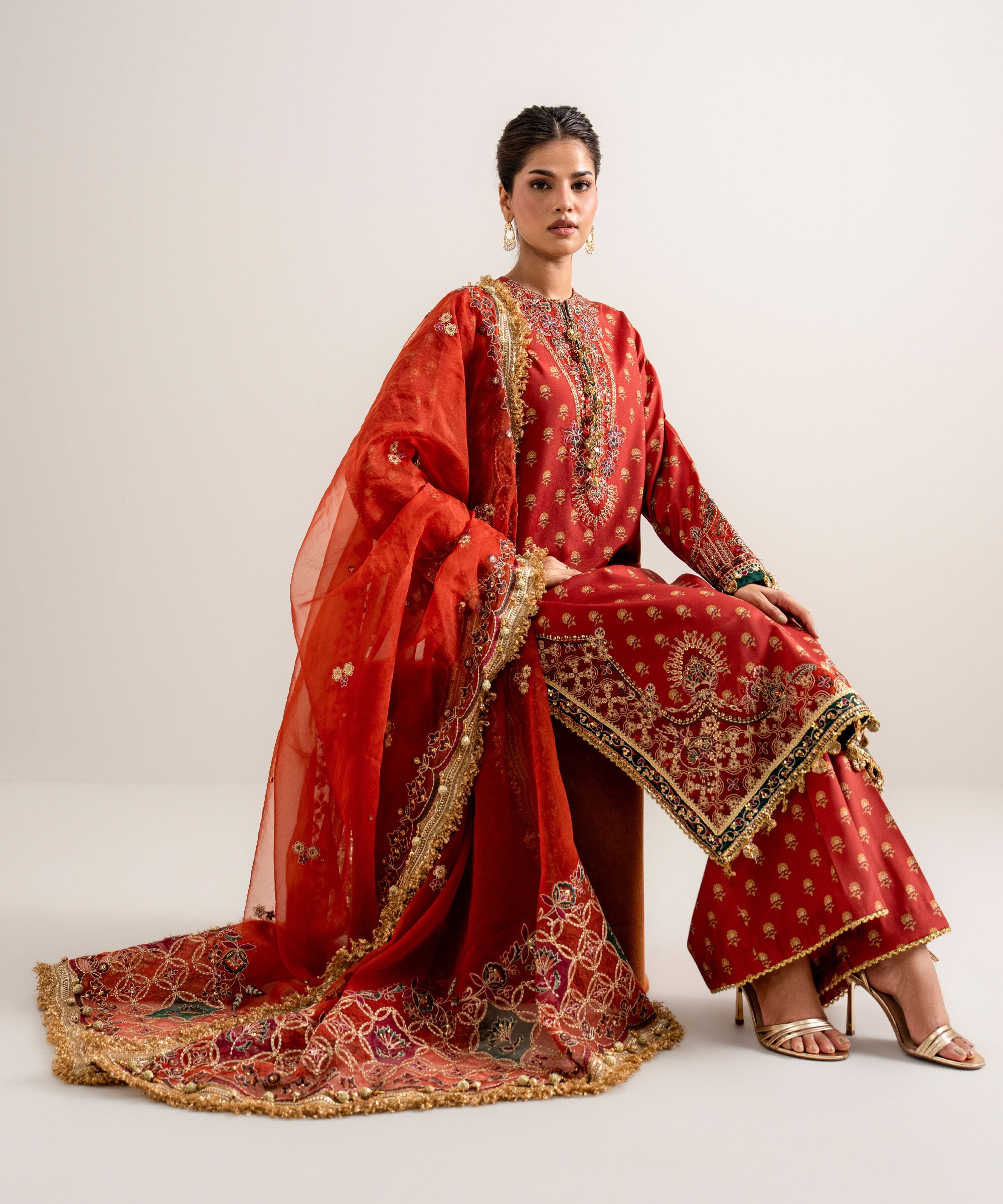 3pelxs26v836_5 Sapphire Women's Unstitched Printed Blended Grip Silk Orange 3 Piece Suit – 3PELXS26V836