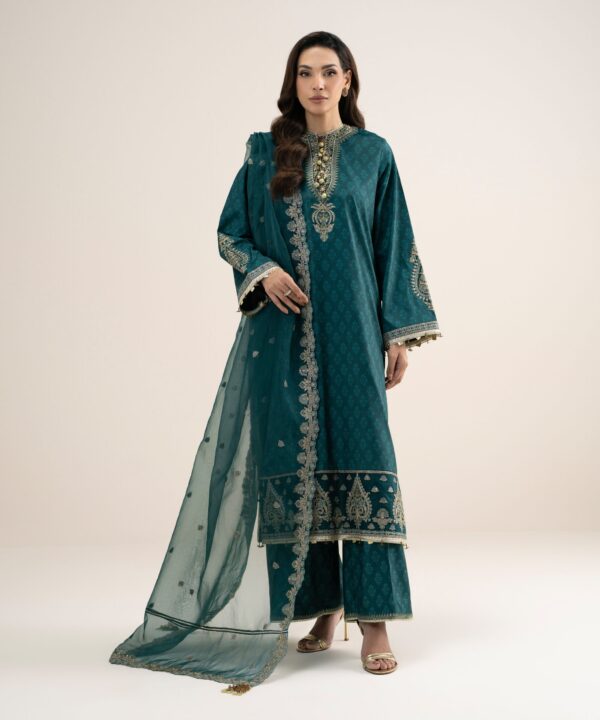 Sapphire Women's Unstitched Printed Blended Grip Silk Green 3 Piece Suit – 3PELXS26V838