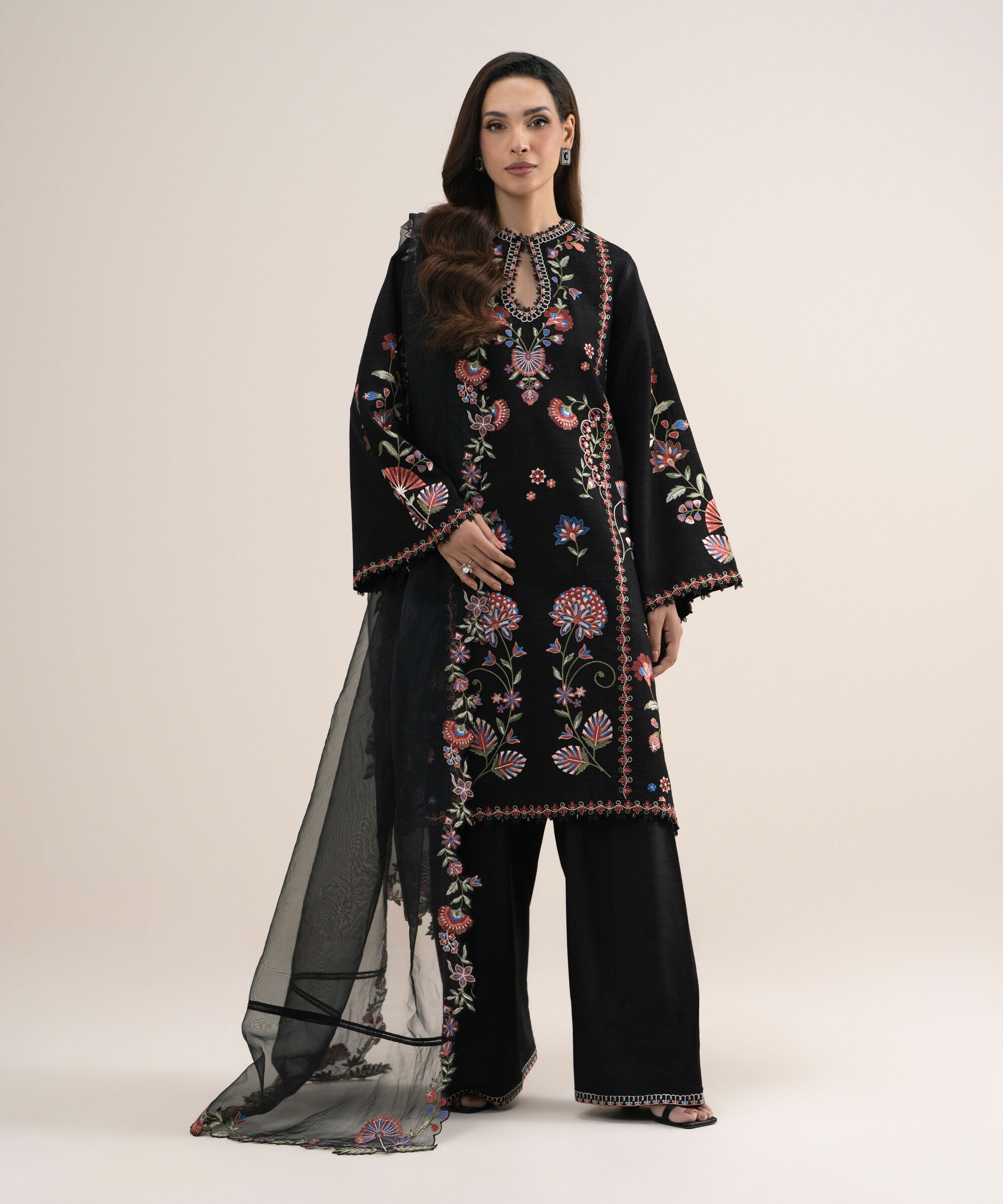 3pelxs26v850_2 Sapphire Women's Unstitched Embroidered Viscose Raw Silk Black 3 Piece Suit – 3PELXS26V850