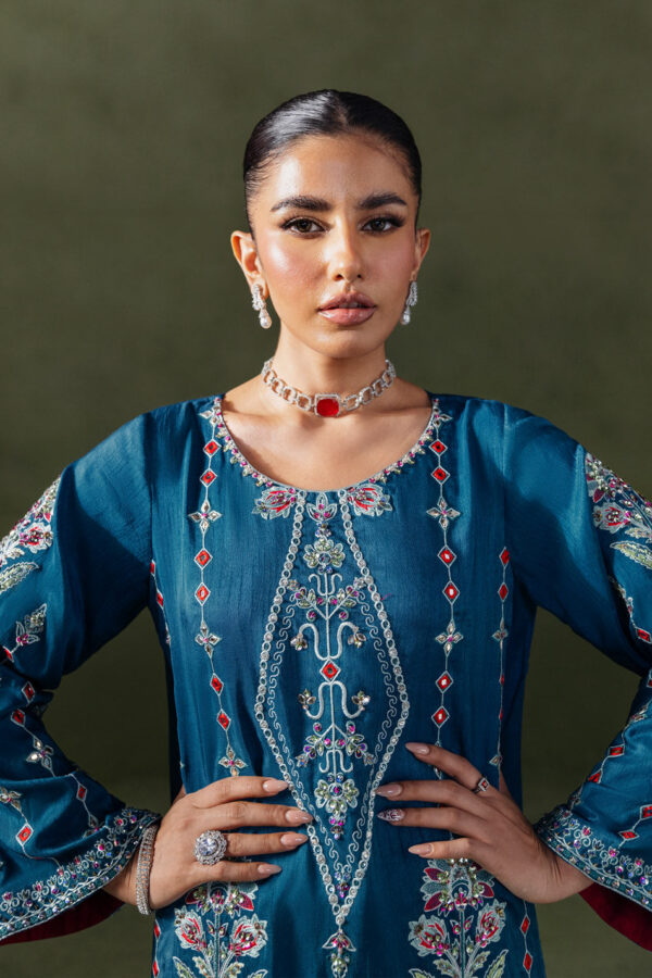 AK Kaftans Ammara Khan | Classic Teal Blue Kaftan (D-02)– alternate view