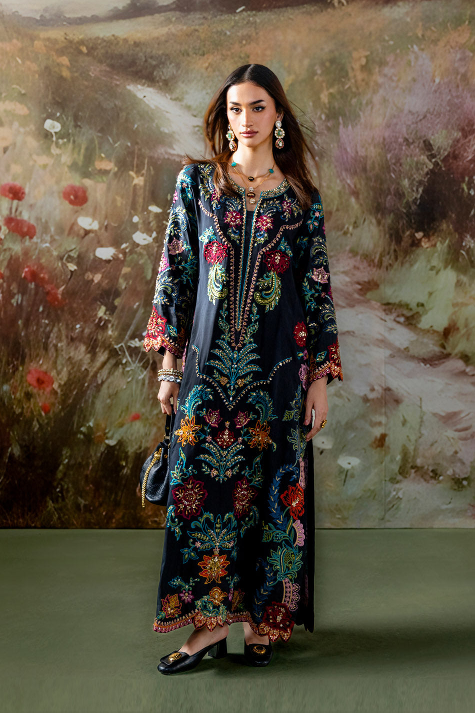 Ak kaftans ammara khan | black orchid (d-05) AK Kaftans Ammara Khan | Black Orchid (D-05)