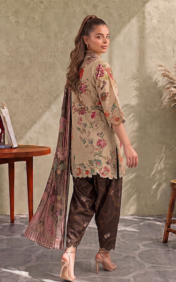 Asifa & Nabeel Mocca (CU26-04) | 3pcs Unstitched Cambric– CU26-04 3