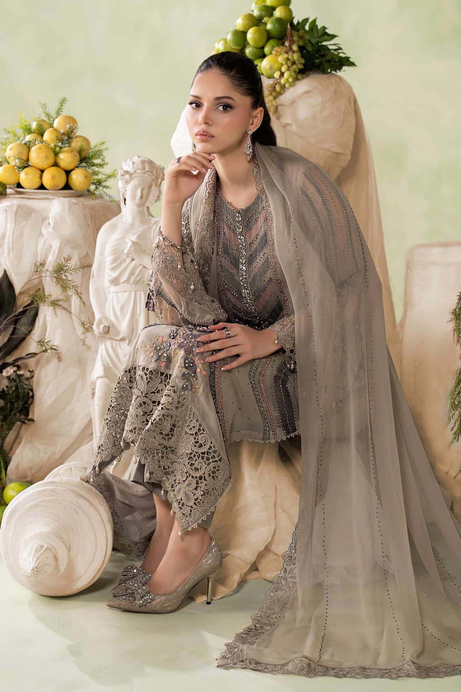Maria b 3 piece embroidered chiffon suit– d-1-f Maria B 3 Piece Embroidered Chiffon Suit– D-1-F