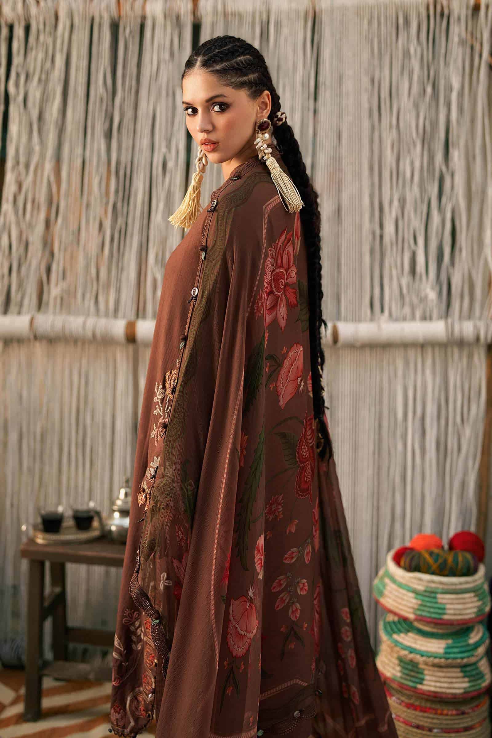 M prints maria b | embroidered dobby linen suit - light brown (mpt-3110-b)– d-10b-f M Prints Maria B | Embroidered Dobby Linen Suit - Light Brown (MPT-3110-B)– D-10B-F