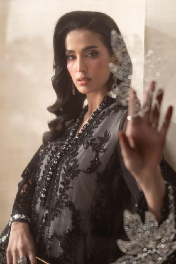 Maria B 3 Piece Embroidered Chiffon Suit– D-1Closeup F Maria B 3 Piece Embroidered Chiffon Suit– D-1Closeup F
