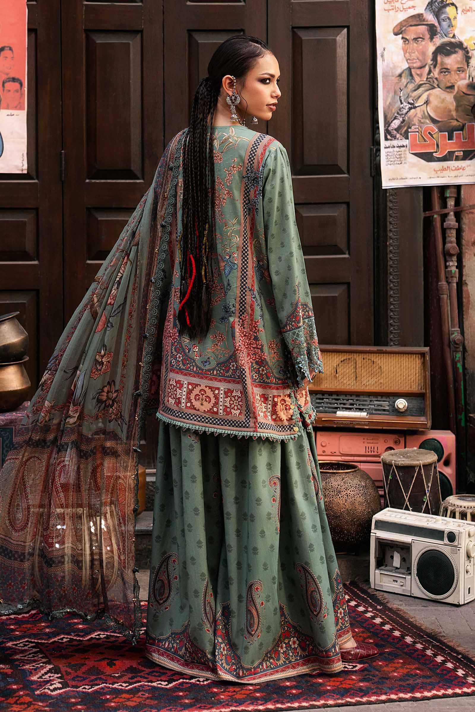 M prints maria b | embroidered cambric suit - sea green (mpt-3102-a)– d-2a-c M Prints Maria B | Embroidered Cambric Suit - Sea Green (MPT-3102-A)– D-2A-C