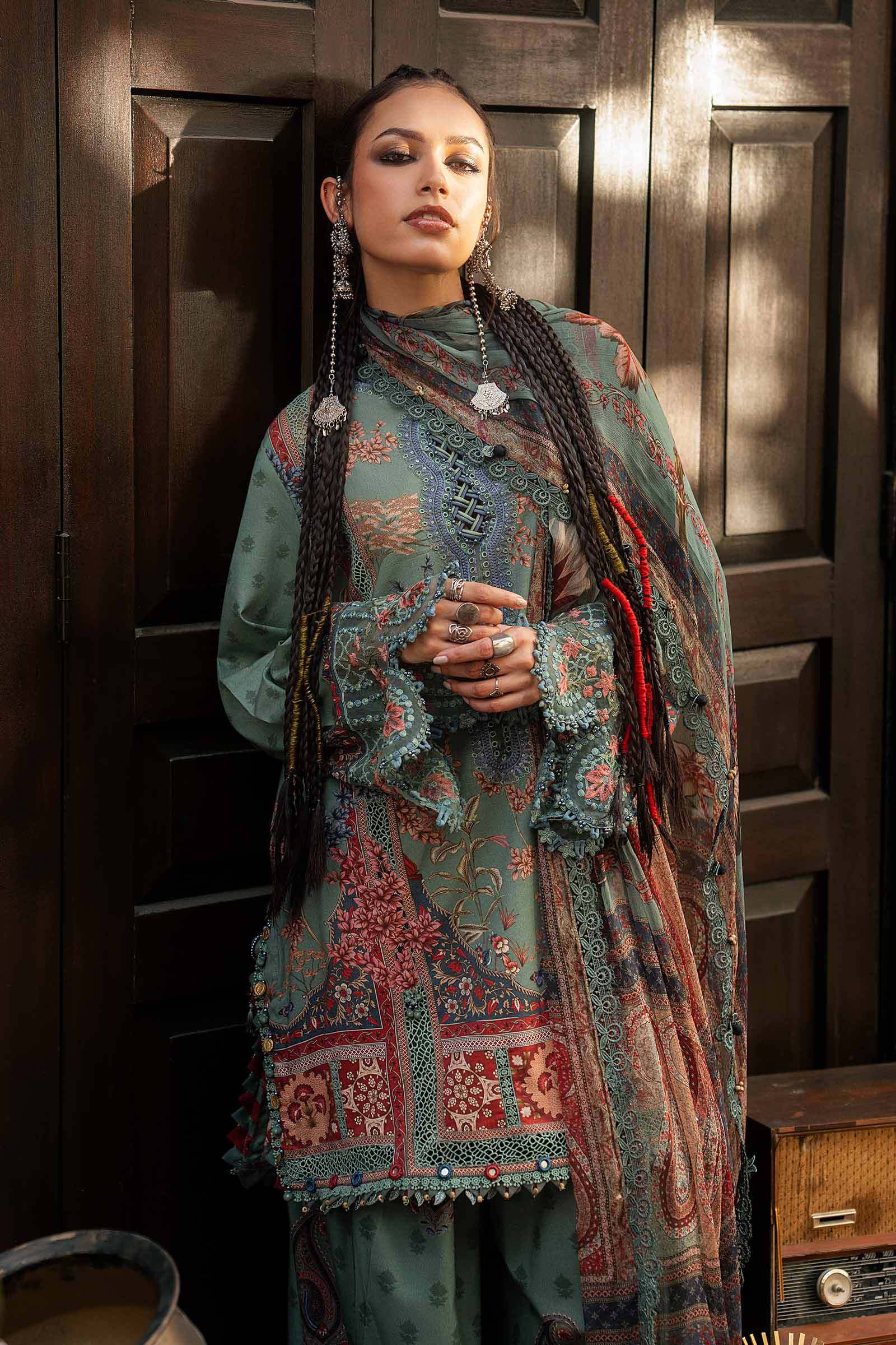 M prints maria b | embroidered cambric suit - sea green (mpt-3102-a)– d-2a-d M Prints Maria B | Embroidered Cambric Suit - Sea Green (MPT-3102-A)– D-2A-D