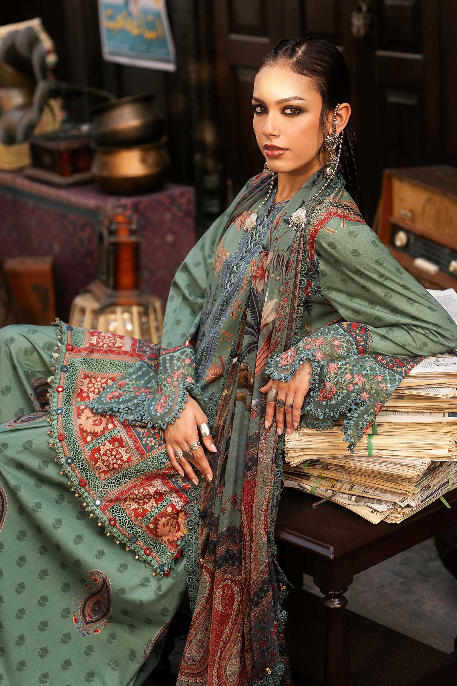 M prints maria b | embroidered cambric suit - sea green (mpt-3102-a)– d-2a-f M Prints Maria B | Embroidered Cambric Suit - Sea Green (MPT-3102-A)– D-2A-F