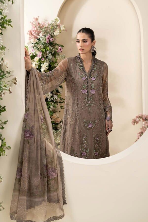 Maria b 3 piece embroidered chiffon suit– d-2closeup d Maria B 3 Piece Embroidered Chiffon Suit– D-2Closeup D