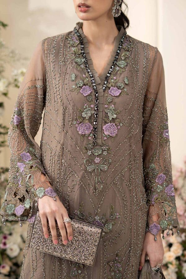 Maria b 3 piece embroidered chiffon suit– d-2closeup f Maria B 3 Piece Embroidered Chiffon Suit– D-2Closeup F