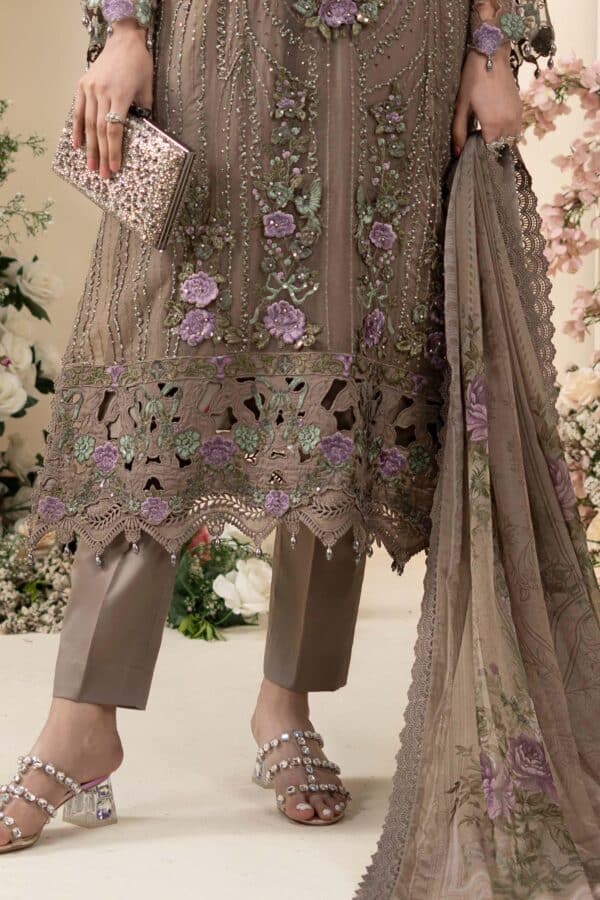 Maria b 3 piece embroidered chiffon suit– d-2closeup i Maria B 3 Piece Embroidered Chiffon Suit– D-2Closeup I