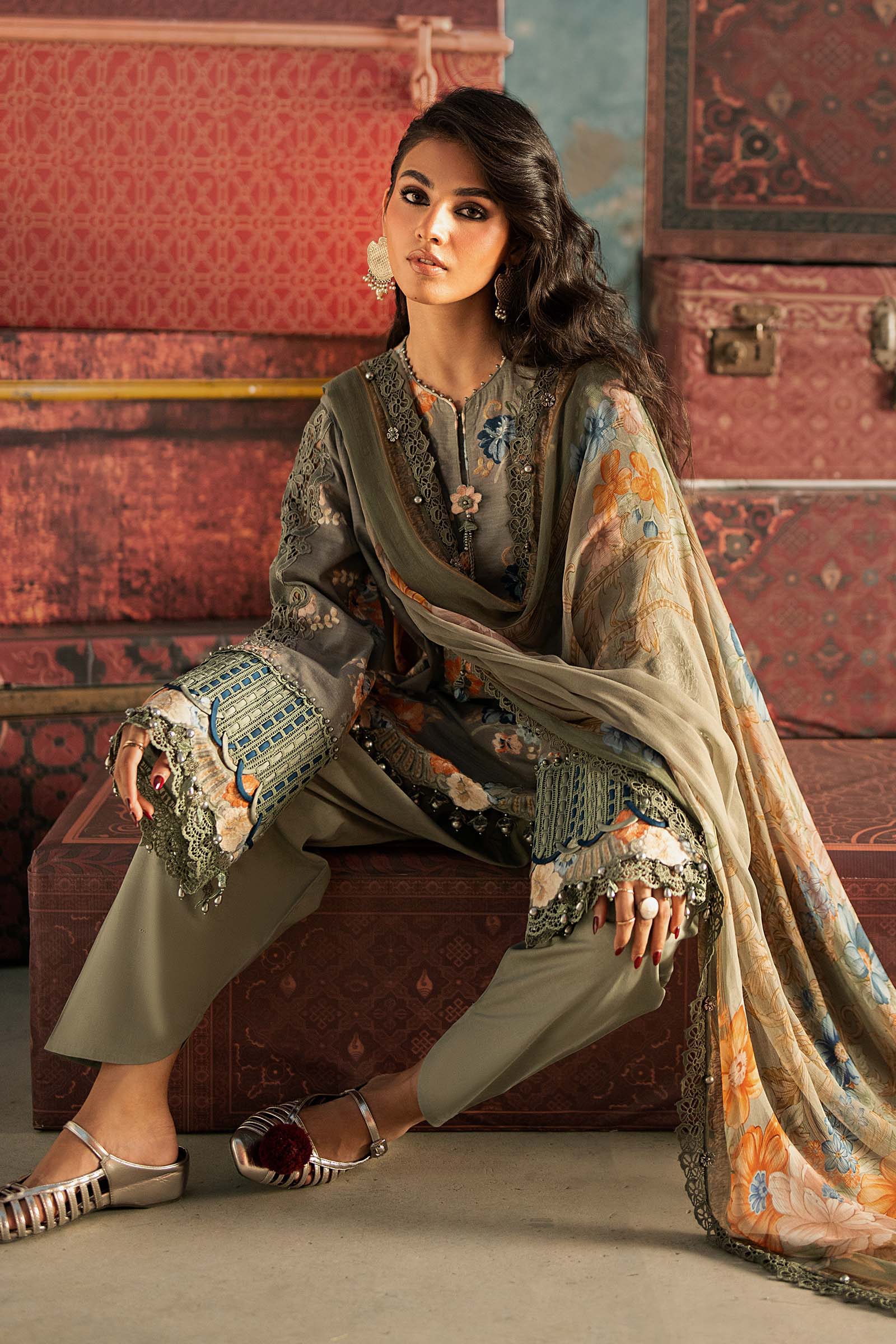 M prints maria b | embroidered cambric suit - sage green (mpt-3103-a)– d-3a-d M Prints Maria B | Embroidered Cambric Suit - Sage Green (MPT-3103-A)– D-3A-D