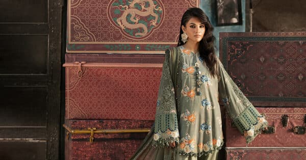 M prints maria b | embroidered cambric suit - sage green (mpt-3103-a)– d-3a-e M Prints Maria B | Embroidered Cambric Suit - Sage Green (MPT-3103-A)– D-3A-E