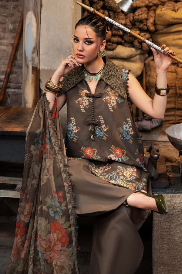 M Prints Maria B | Embroidered Cambric Suit - Brown (MPT-3103-B) M Prints Maria B | Embroidered Cambric Suit - Brown (MPT-3103-B)