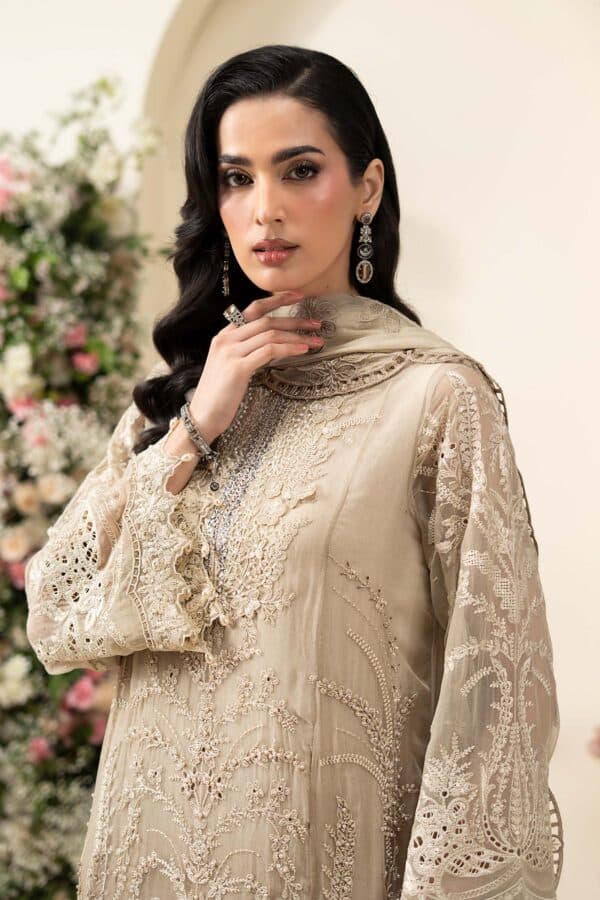 Maria B 3 Piece Embroidered Chiffon Suit– D-3Closeup E Maria B 3 Piece Embroidered Chiffon Suit– D-3Closeup E