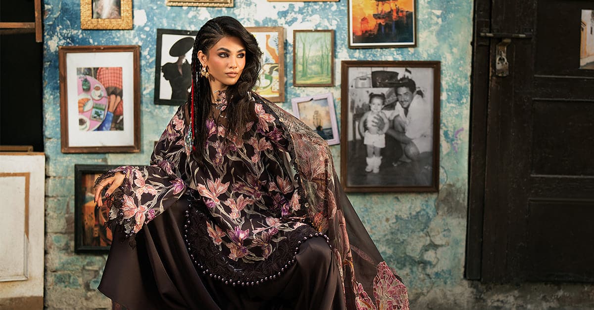 M prints maria b | embroidered cambric suit - brown (mpt-3104-b)– d-4b-f M Prints Maria B | Embroidered Cambric Suit - Brown (MPT-3104-B)– D-4B-F