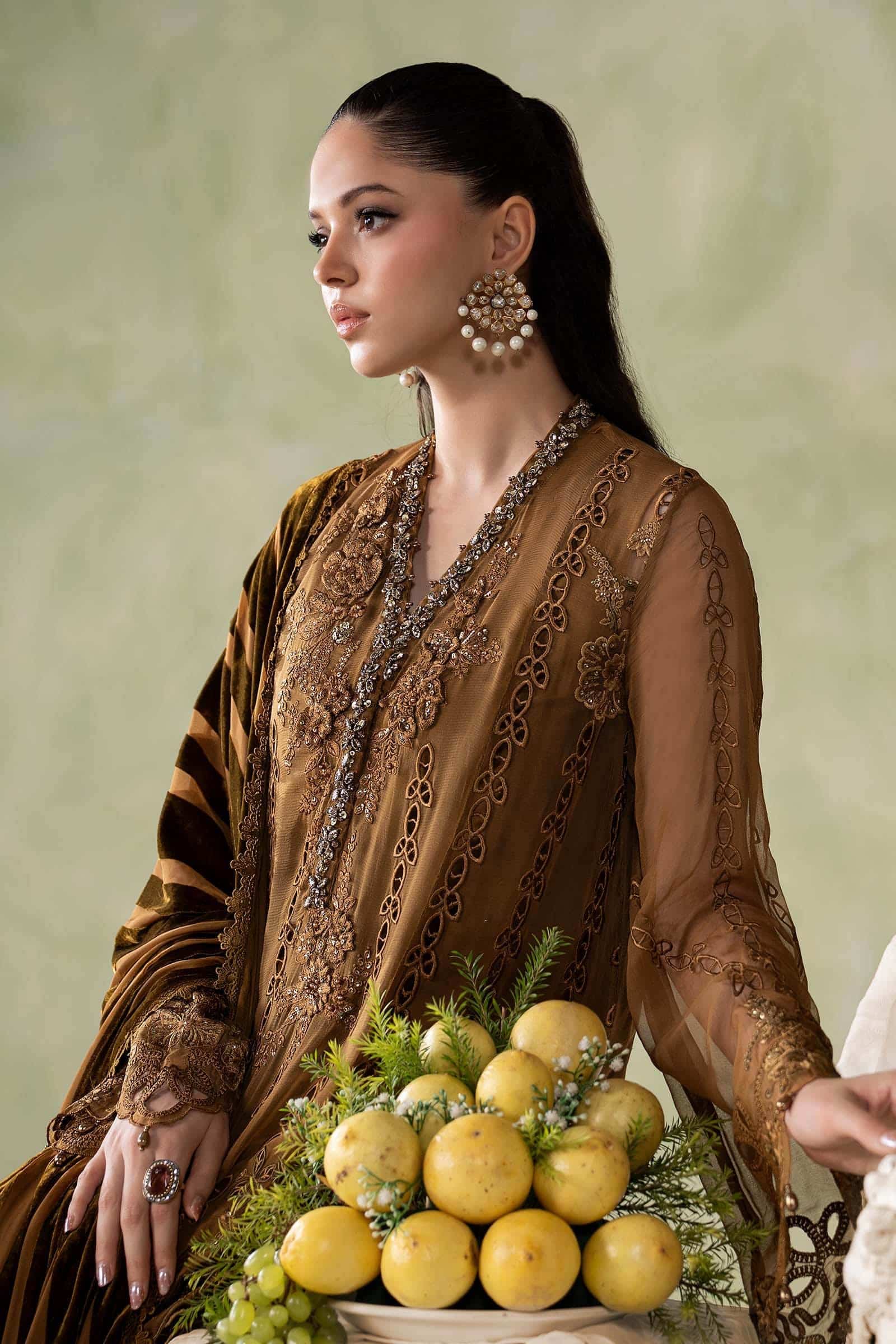 Maria b 3 piece embroidered chiffon suit– d-5-g Maria B 3 Piece Embroidered Chiffon Suit– D-5-G