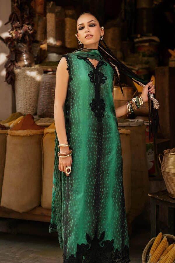 M prints maria b | embroidered linen suit - green (mpt-3105-a)– d-5a-e M Prints Maria B | Embroidered Linen Suit - Green (MPT-3105-A)– D-5A-E