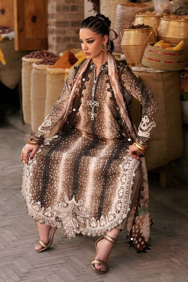 M Prints Maria B | Embroidered Linen Suit - Brown (MPT-3105-B) M Prints Maria B | Embroidered Linen Suit - Brown (MPT-3105-B)