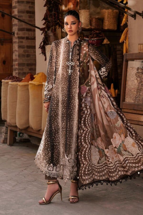 M Prints Maria B | Embroidered Linen Suit - Brown (MPT-3105-B)– D-5B-B M Prints Maria B | Embroidered Linen Suit - Brown (MPT-3105-B)– D-5B-B