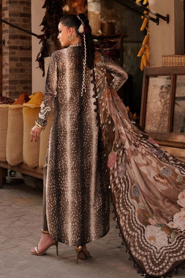 M Prints Maria B | Embroidered Linen Suit - Brown (MPT-3105-B)– D-5B-E