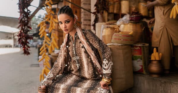 M Prints Maria B | Embroidered Linen Suit - Brown (MPT-3105-B)– D-5B-I