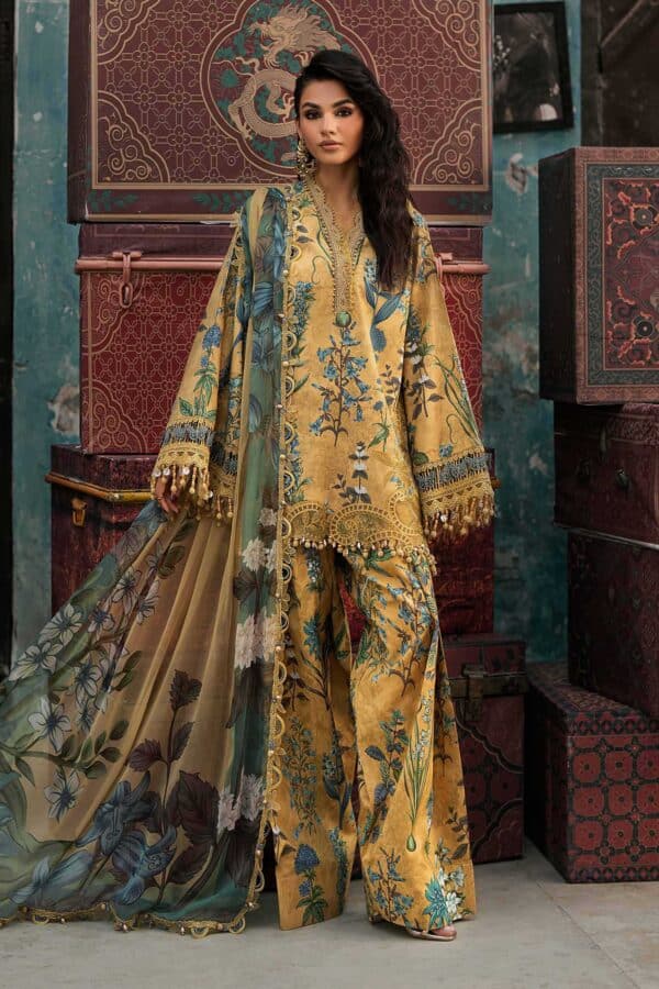 M Prints Maria B | Embroidered Cambric Suit - Mustard (MPT-3106-A) M Prints Maria B | Embroidered Cambric Suit - Mustard (MPT-3106-A)