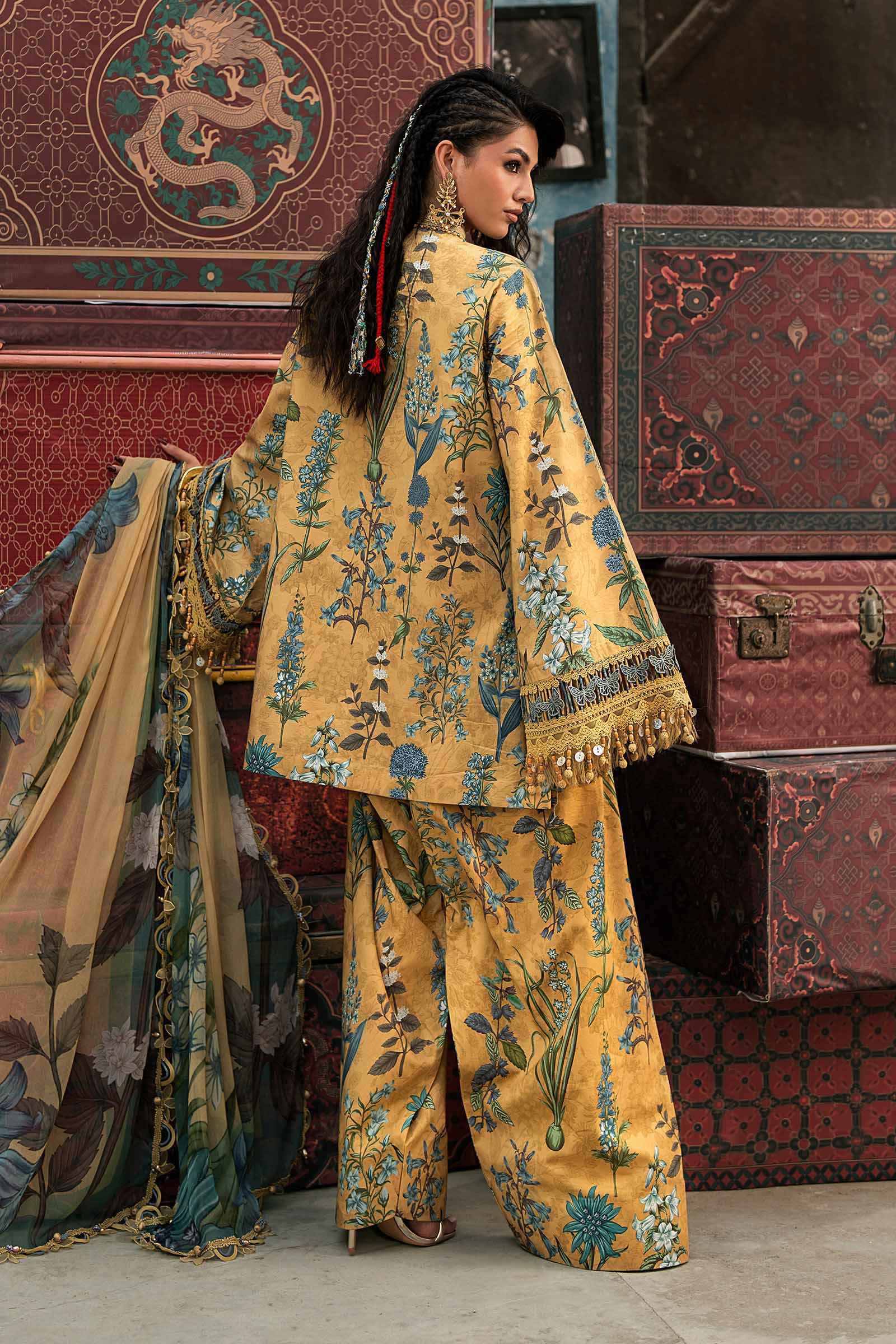 M prints maria b | embroidered cambric suit - mustard (mpt-3106-a)– d-6a-c M Prints Maria B | Embroidered Cambric Suit - Mustard (MPT-3106-A)– D-6A-C