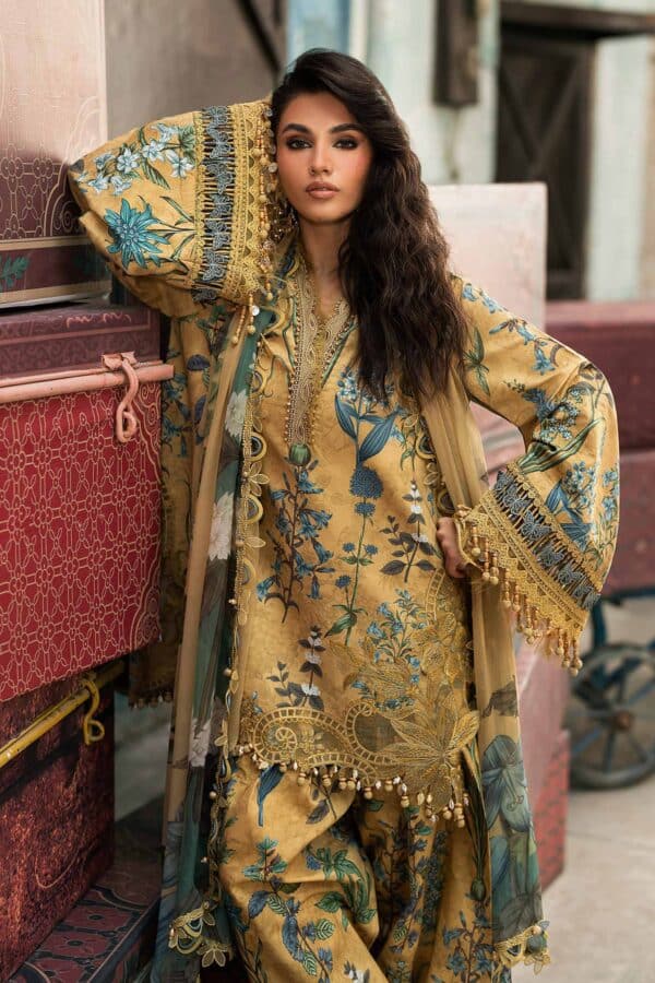 M prints maria b | embroidered cambric suit - mustard (mpt-3106-a)– d-6a-d M Prints Maria B | Embroidered Cambric Suit - Mustard (MPT-3106-A)– D-6A-D