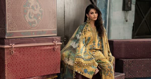 M prints maria b | embroidered cambric suit - mustard (mpt-3106-a)– d-6a-e M Prints Maria B | Embroidered Cambric Suit - Mustard (MPT-3106-A)– D-6A-E