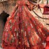 M prints maria b | embroidered cambric suit - rust (mpt-3106-b) M Prints Maria B | Embroidered Cambric Suit - Rust (MPT-3106-B)