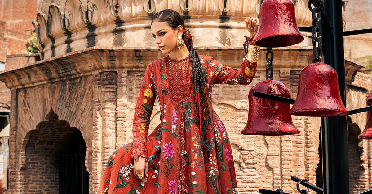 M prints maria b | embroidered cambric suit - rust (mpt-3106-b)– d-6b-e M Prints Maria B | Embroidered Cambric Suit - Rust (MPT-3106-B)– D-6B-E