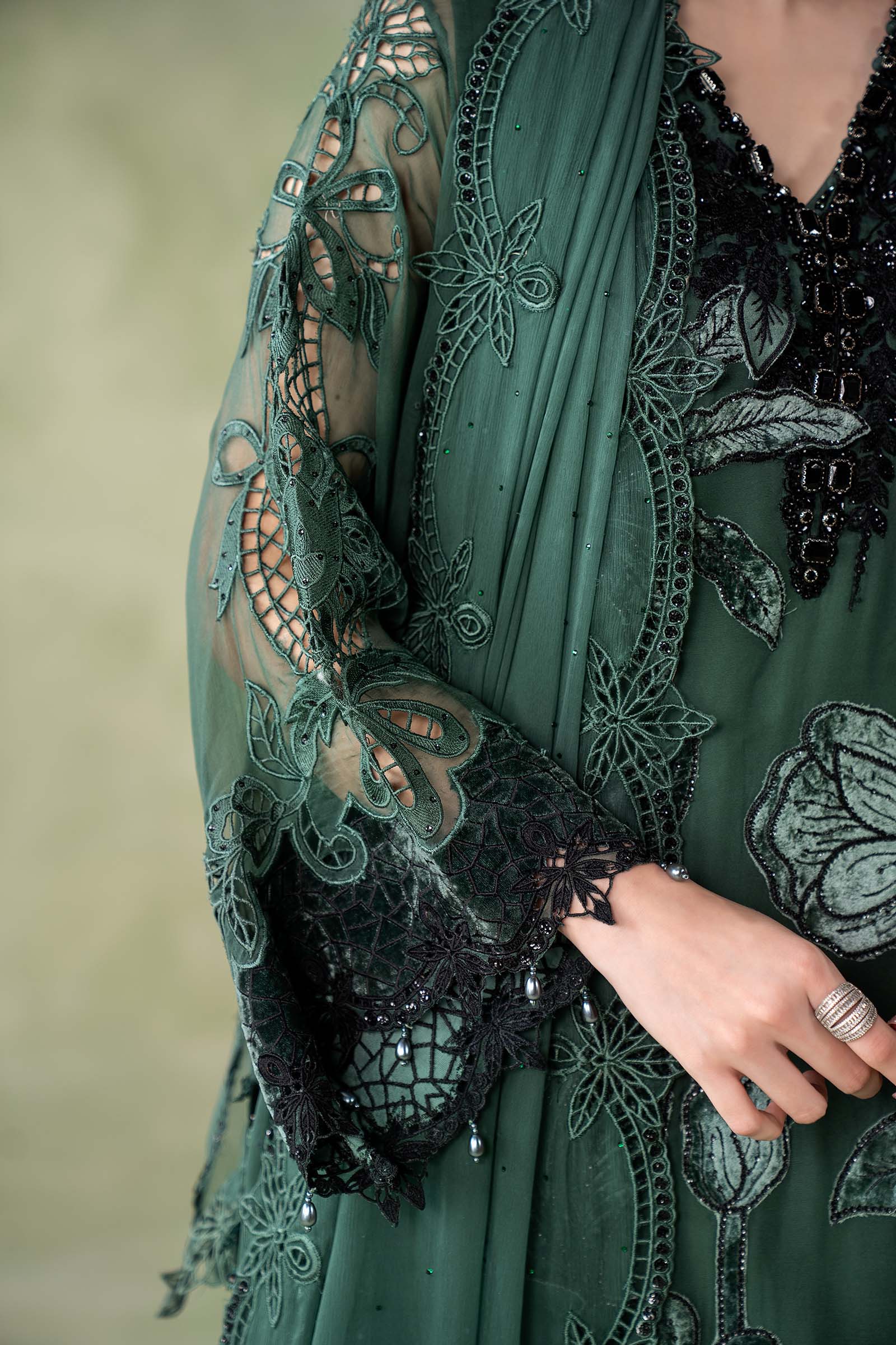 Maria b 3 piece embroidered chiffon suit– d-7-h Maria B 3 Piece Embroidered Chiffon Suit– D-7-H