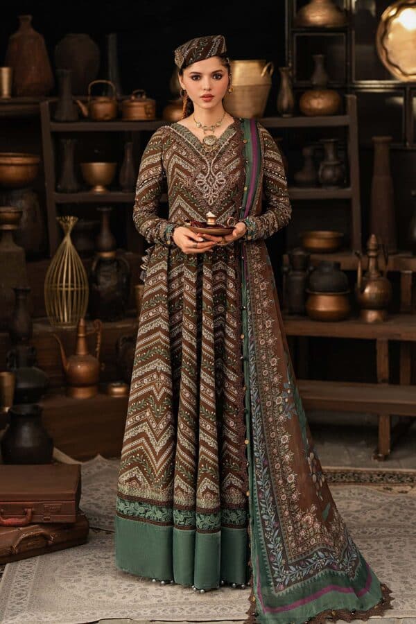 M Prints Maria B | Embroidered Cambric Suit - Brown (MPT-3107-A)– D-7A-B