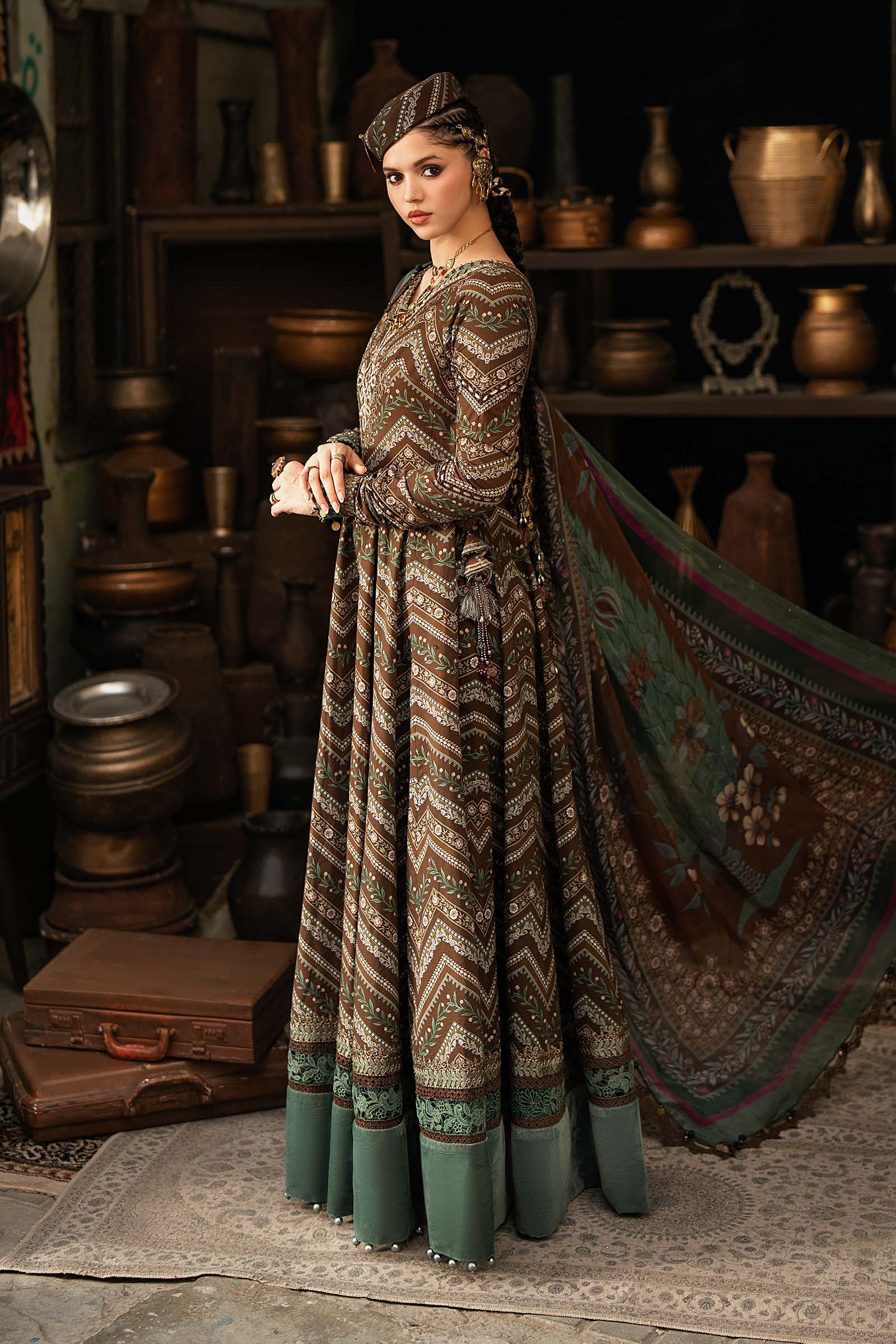 M prints maria b | embroidered cambric suit - brown (mpt-3107-a)– d-7a-c M Prints Maria B | Embroidered Cambric Suit - Brown (MPT-3107-A)– D-7A-C
