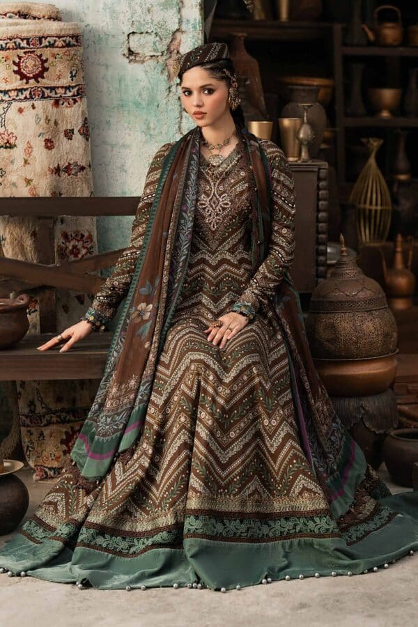 M prints maria b | embroidered cambric suit - brown (mpt-3107-a)– d-7a-d M Prints Maria B | Embroidered Cambric Suit - Brown (MPT-3107-A)– D-7A-D