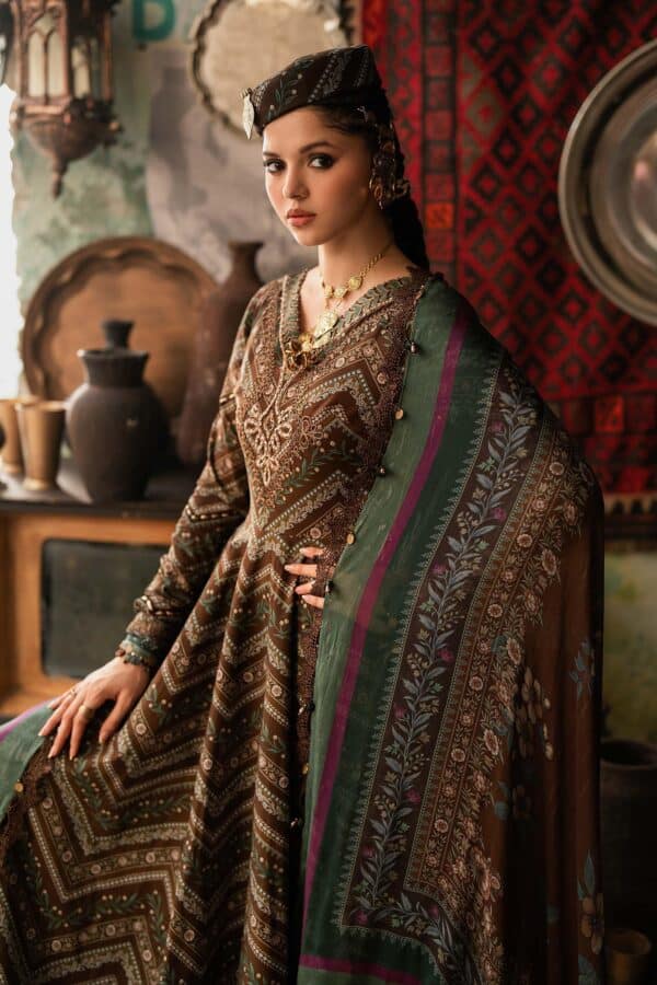 M prints maria b | embroidered cambric suit - brown (mpt-3107-a)– d-7a-f M Prints Maria B | Embroidered Cambric Suit - Brown (MPT-3107-A)– D-7A-F