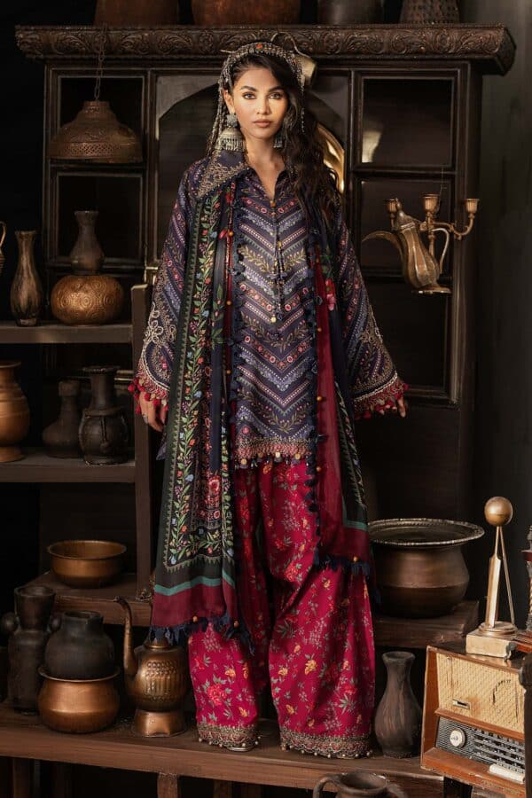 M Prints Maria B | Embroidered Cambric Suit - Blue (MPT-3107-B)