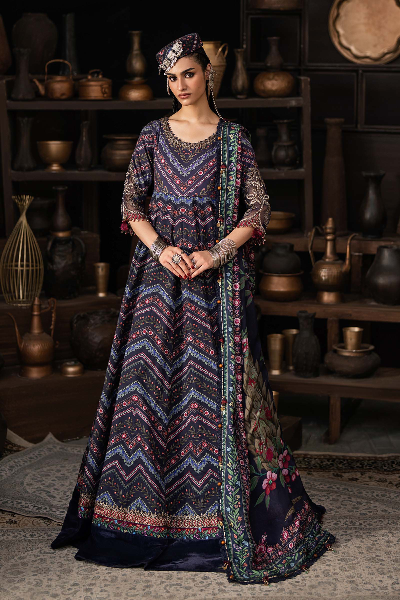 M prints maria b | embroidered cambric suit - blue (mpt-3107-b)– d-7b-c M Prints Maria B | Embroidered Cambric Suit - Blue (MPT-3107-B)– D-7B-C