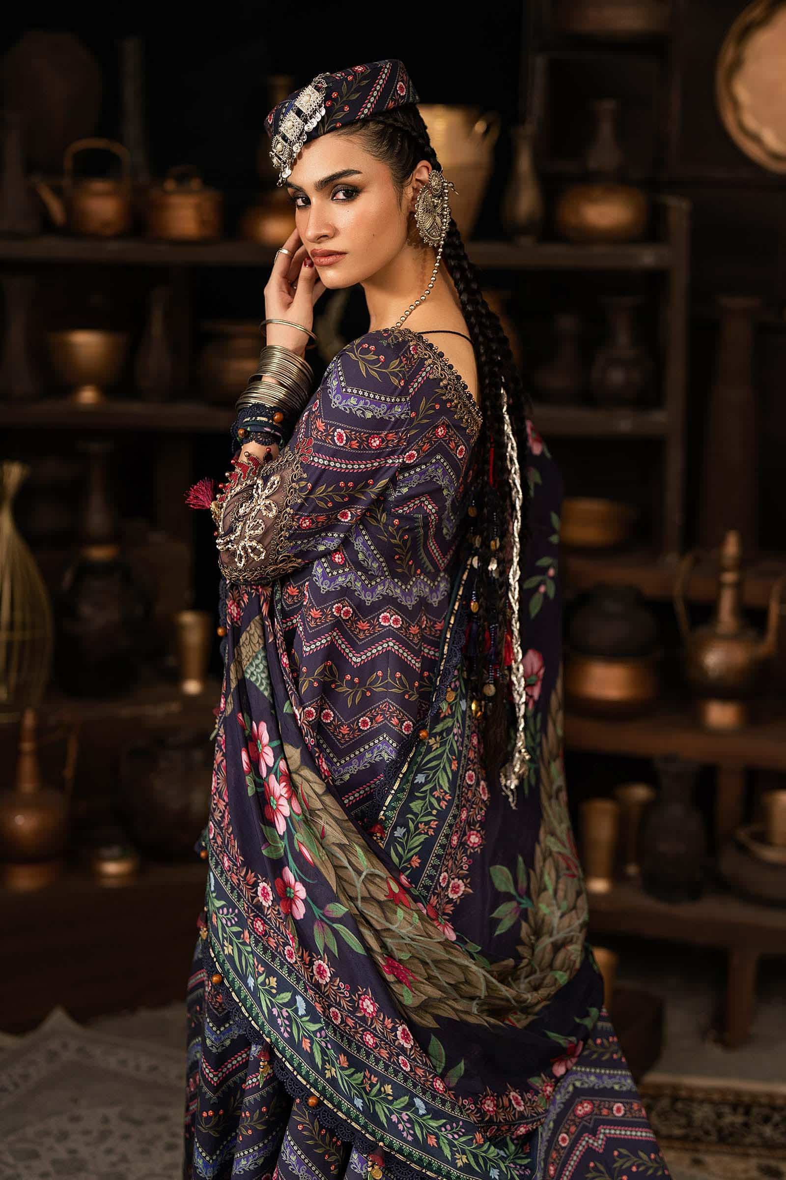 M prints maria b | embroidered cambric suit - blue (mpt-3107-b)– d-7b-g M Prints Maria B | Embroidered Cambric Suit - Blue (MPT-3107-B)– D-7B-G