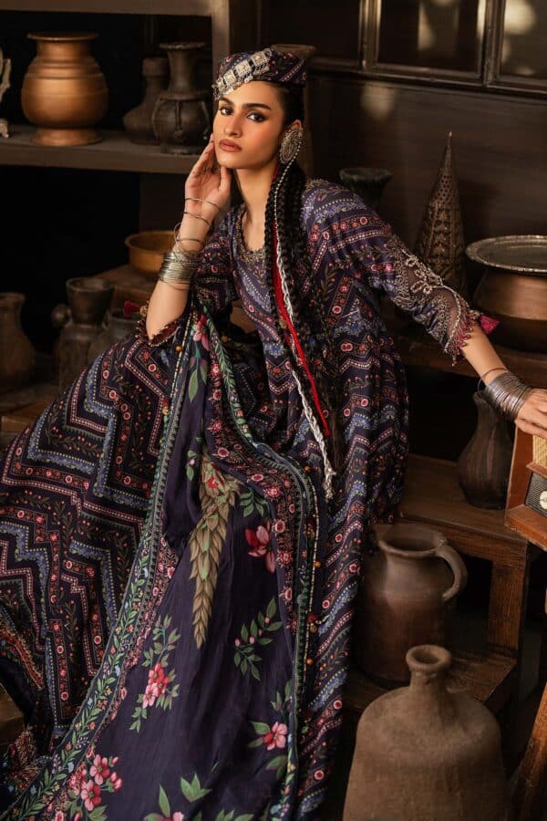 M prints maria b | embroidered cambric suit - blue (mpt-3107-b)– d-7b-h M Prints Maria B | Embroidered Cambric Suit - Blue (MPT-3107-B)– D-7B-H