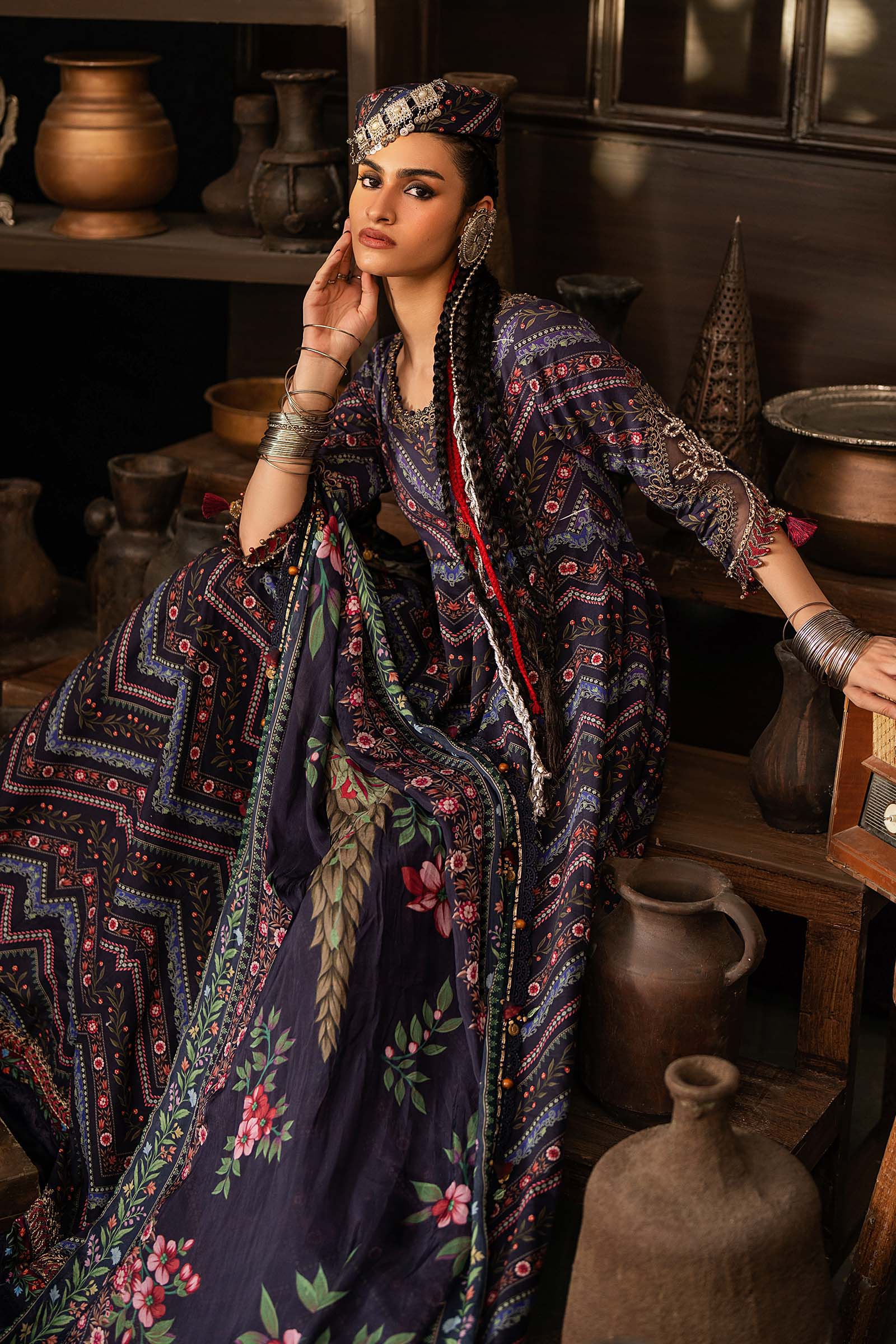 M prints maria b | embroidered cambric suit - blue (mpt-3107-b)– d-7b-h M Prints Maria B | Embroidered Cambric Suit - Blue (MPT-3107-B)– D-7B-H