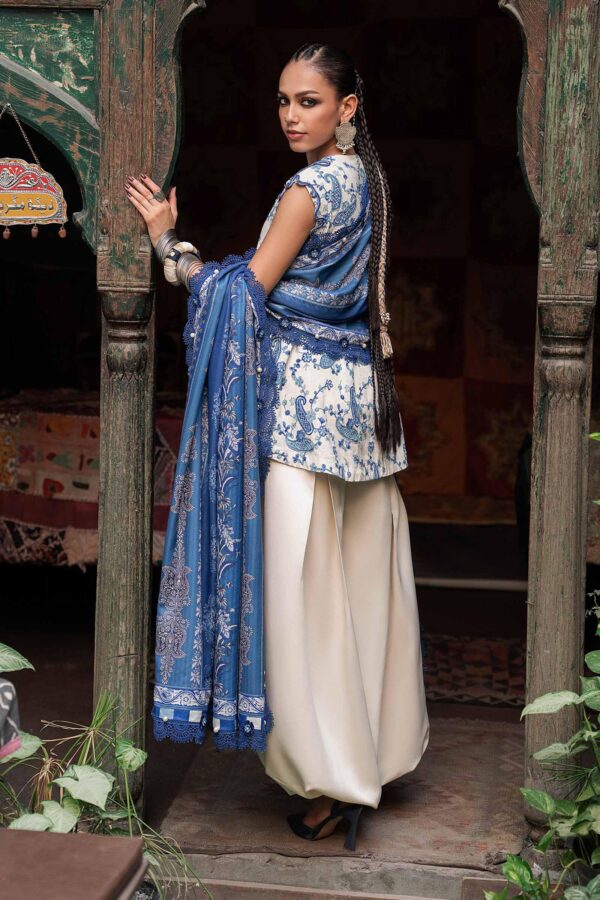 M prints maria b | embroidered irish linen suit - white & blue (mpt-3108-a)– d-8a-c M Prints Maria B | Embroidered Irish Linen Suit - White & Blue (MPT-3108-A)– D-8A-C