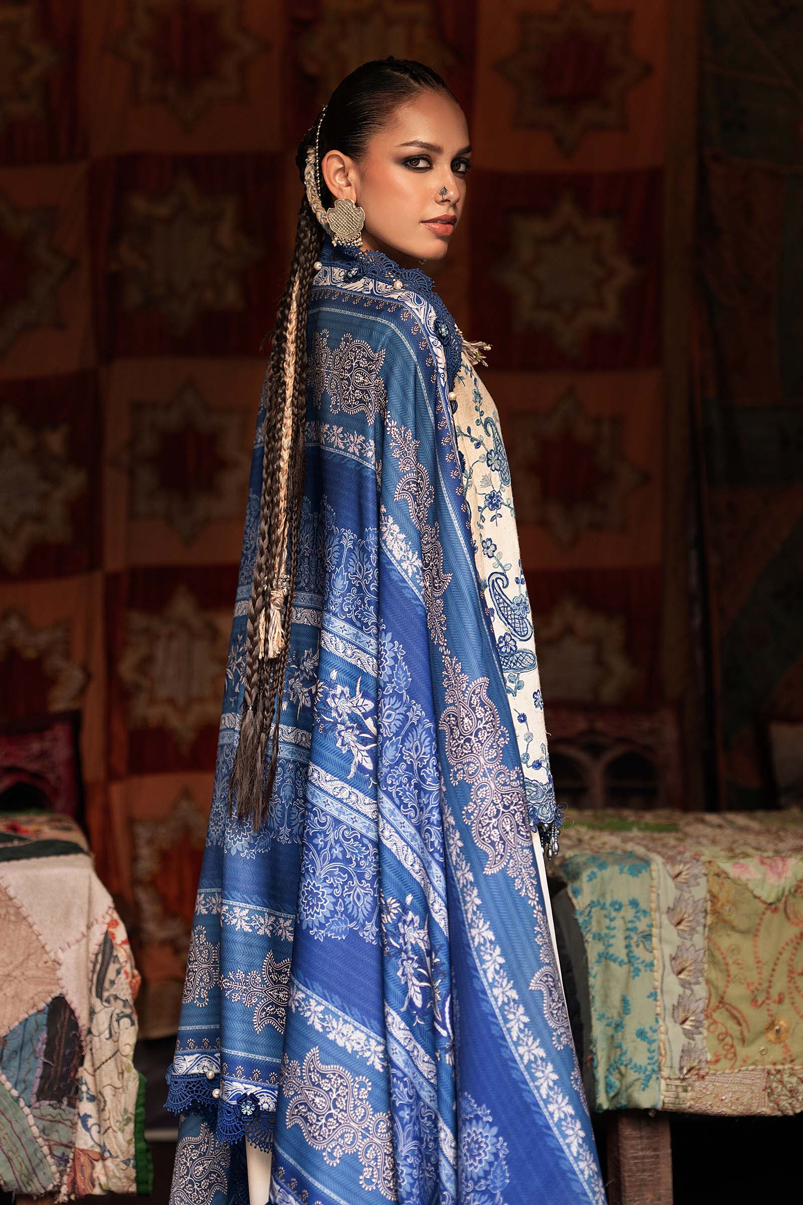 M prints maria b | embroidered irish linen suit - white & blue (mpt-3108-a)– d-8a-e M Prints Maria B | Embroidered Irish Linen Suit - White & Blue (MPT-3108-A)– D-8A-E