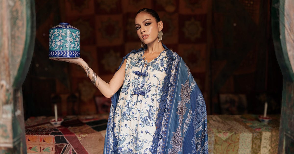 M prints maria b | embroidered irish linen suit - white & blue (mpt-3108-a)– d-8a-g M Prints Maria B | Embroidered Irish Linen Suit - White & Blue (MPT-3108-A)– D-8A-G