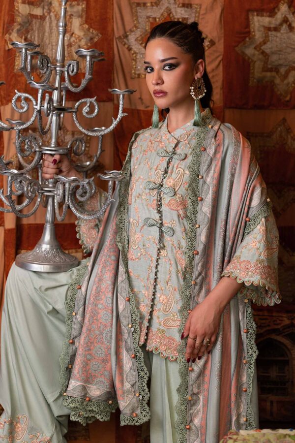 M Prints Maria B | Embroidered Irish Linen Suit - Sea Green (MPT-3108-B)