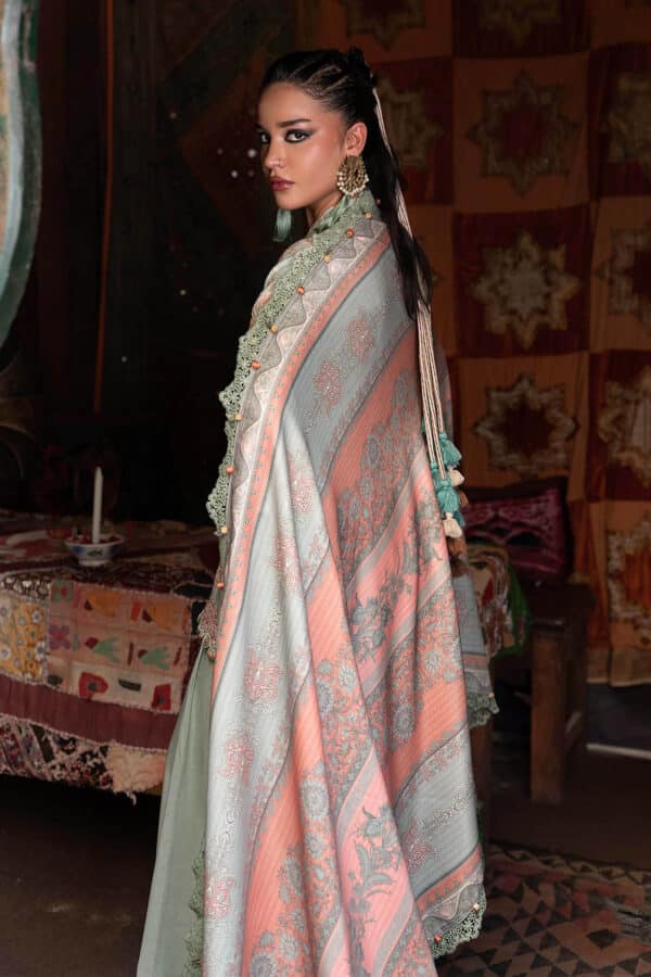M Prints Maria B | Embroidered Irish Linen Suit - Sea Green (MPT-3108-B)– D-8B-F