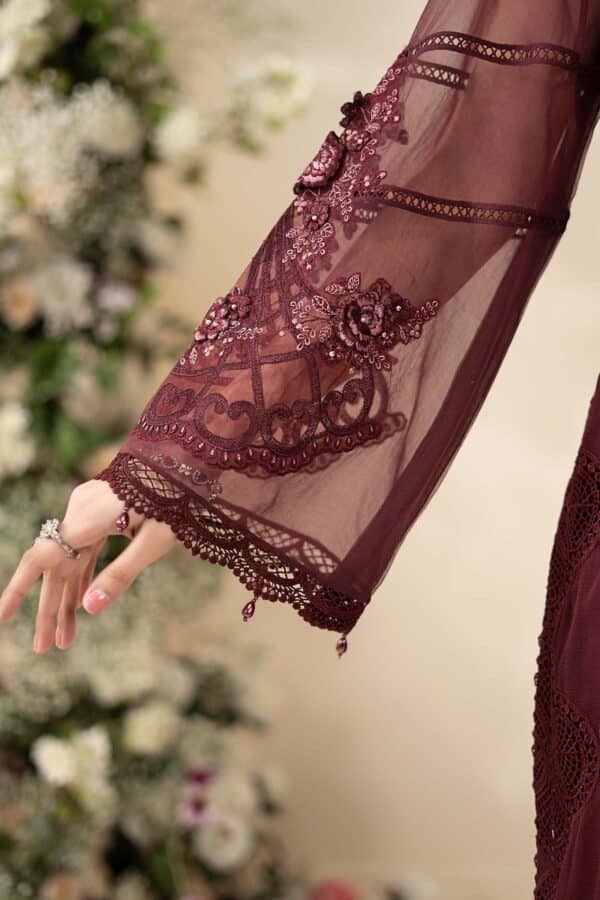 Maria b 3 piece embroidered chiffon suit– d-8closeup i Maria B 3 Piece Embroidered Chiffon Suit– D-8Closeup I