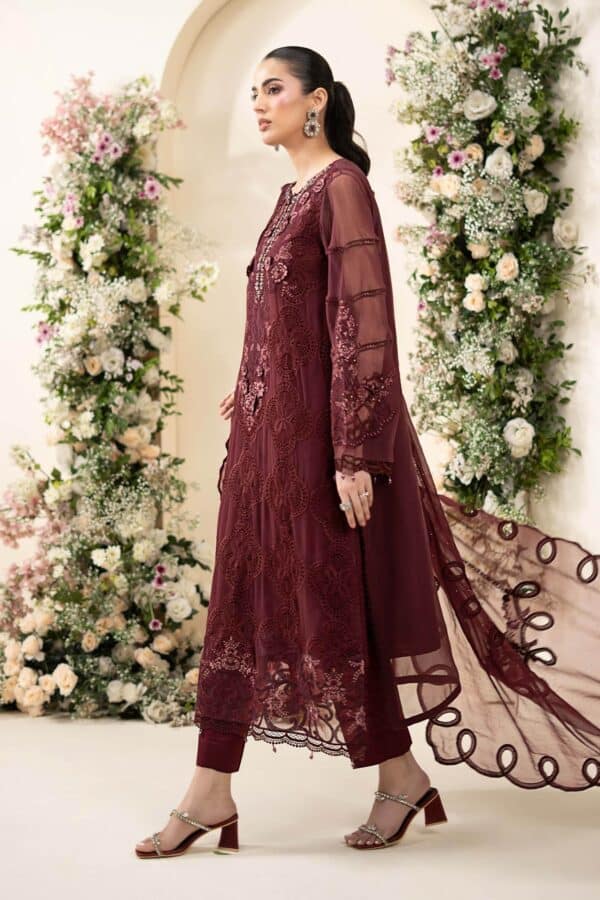 Maria b 3 piece embroidered chiffon suit– d-8side b Maria B 3 Piece Embroidered Chiffon Suit– D-8Side B