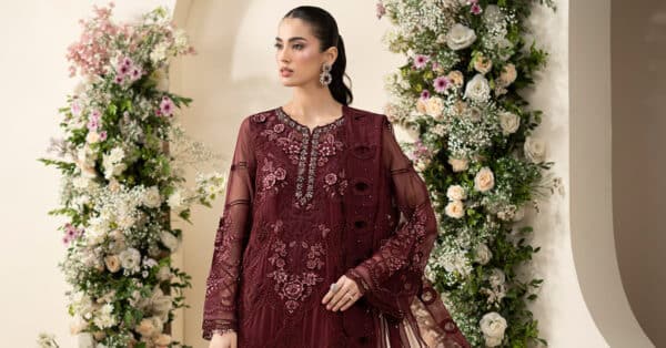 Maria b 3 piece embroidered chiffon suit– detail view 10 Maria B 3 Piece Embroidered Chiffon Suit– detail view 10